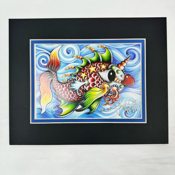 Jamie Hayes Other - Jamie Hayes Limited Edition Pucker Fish Giclee Print Signed Matted Artwork 5"x7"